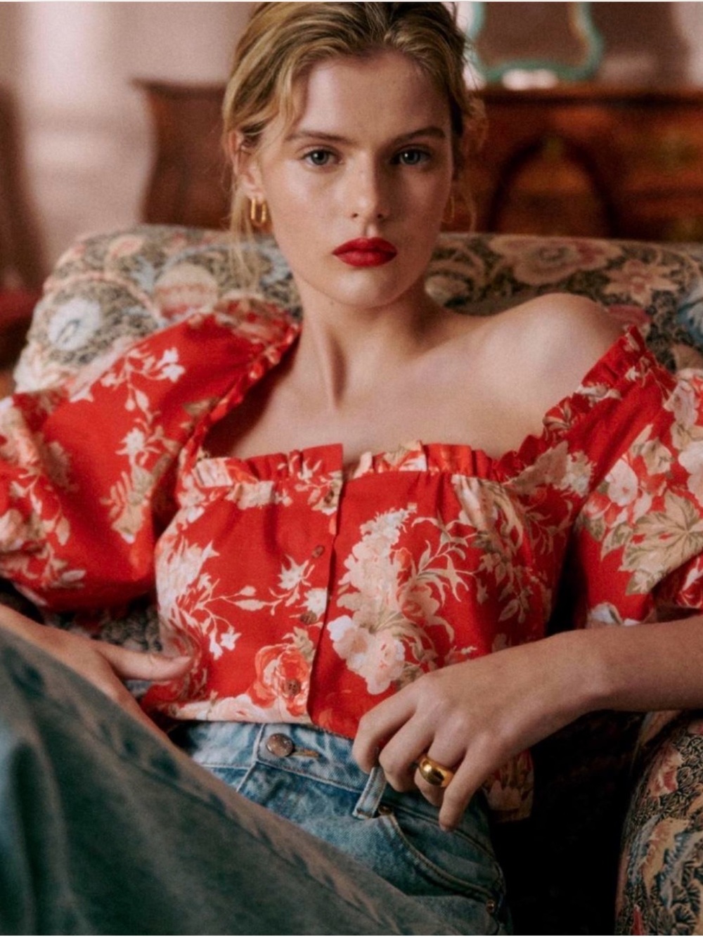 Sezane red Kellia blouse in EUC - size US 6